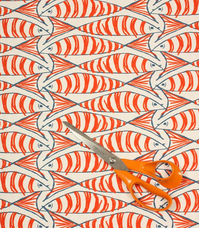 Cornish Sardines Fabric / Orange
