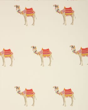 Desert Camels Fabric / White