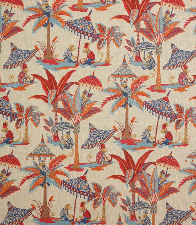 Rouge Cheeky Monkey Linen Fabric