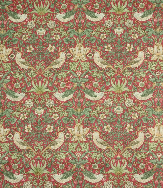 William Morris  Strawberry Thief Outdoor Fabric / Crimson