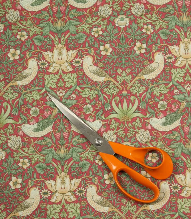 William Morris  Strawberry Thief Outdoor Fabric / Crimson