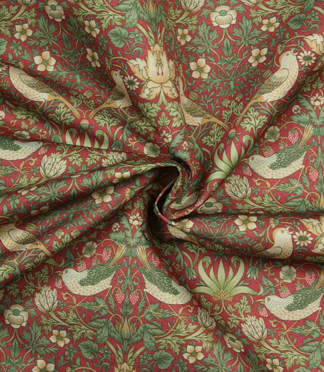 William Morris  Strawberry Thief Outdoor Fabric / Crimson