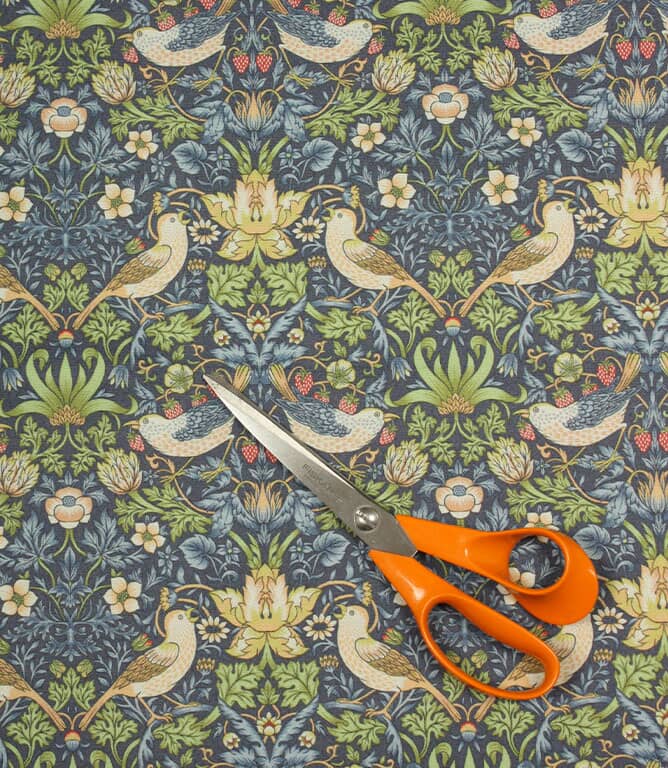 William Morris  Strawberry Thief Outdoor Fabric / Navy