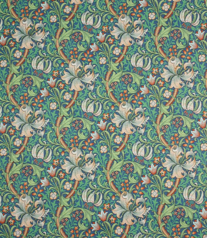 Golden Lily Outdoor Fabric / French Blue