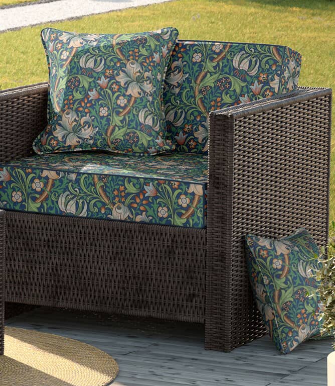 William Morris  Golden Lily Outdoor Fabric / French Blue