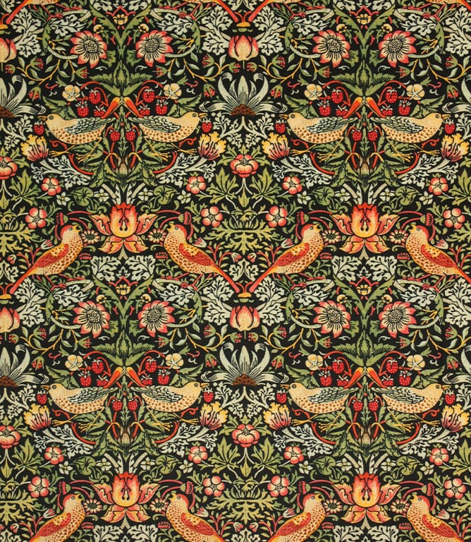 Ebony Strawberry Thief Velvet Fabric