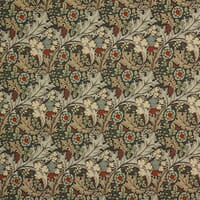 Tudor Rose Tapestry Fabric / Teal
