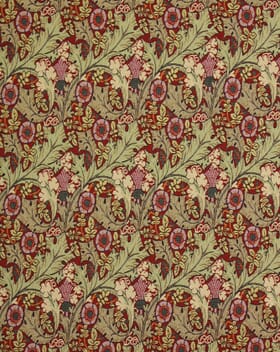 William Morris  Tudor Rose Tapestry Fabric / Wine