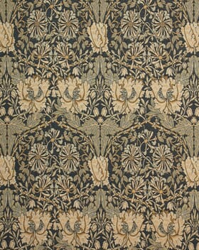 William Morris  Honeysuckle Tapestry Fabric / Navy
