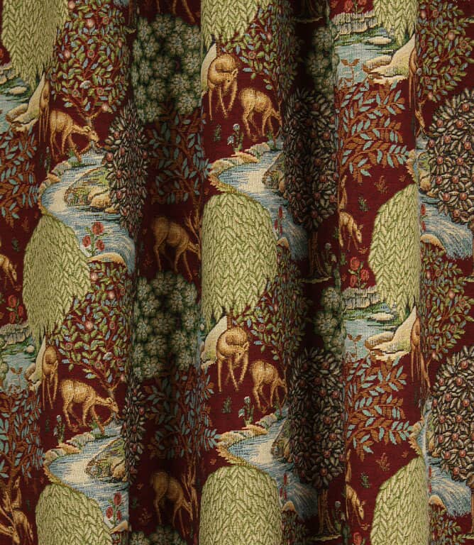 William Morris  The Brook Tapestry Fabric / Wine