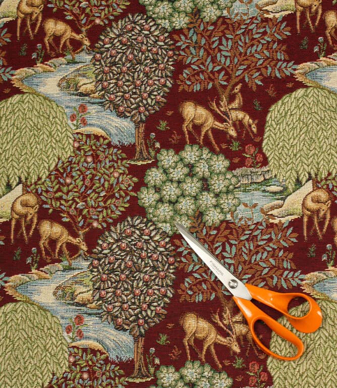 William Morris  The Brook Tapestry Fabric / Wine