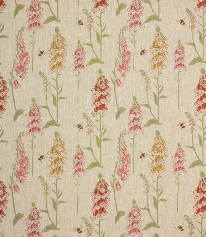 Pink Foxglove Linen Fabric