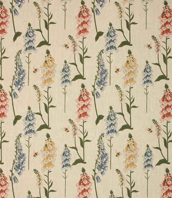 Blue Foxglove Linen Fabric