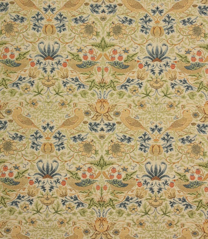 Cream Strawberry Thief Chenille Tapestry Fabric