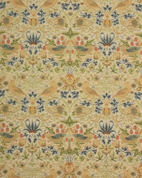 William Morris  Strawberry Thief Chenille Tapestry Fabric / Cream