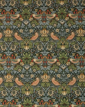 William Morris  Strawberry Thief Chenille Tapestry Fabric / Teal