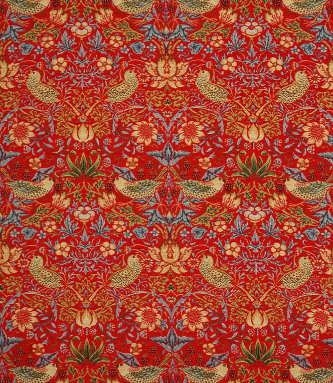 Ruby Strawberry Thief Chenille Tapestry Fabric