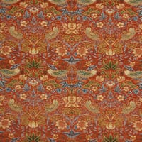 Strawberry Thief Chenille Tapestry Fabric / Burnt Orange