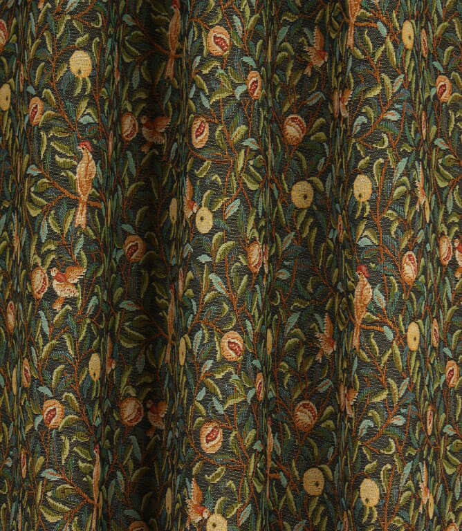 William Morris  Bird and Pomegranate Tapestry Fabric / Vert