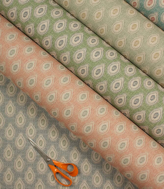 Evie Fabric / Duck Egg / Coral