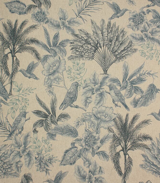 Blue Aviary Toile Fabric