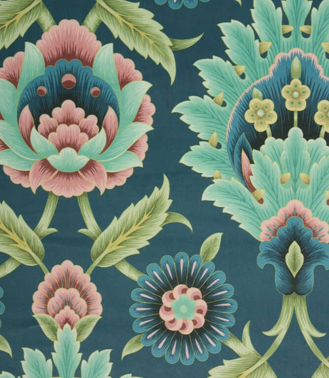 Folk Floral Velvet Fabric / Royal