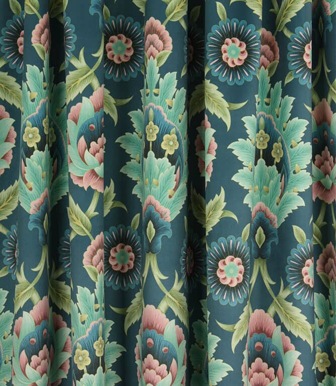 Folk Floral Velvet Fabric / Royal