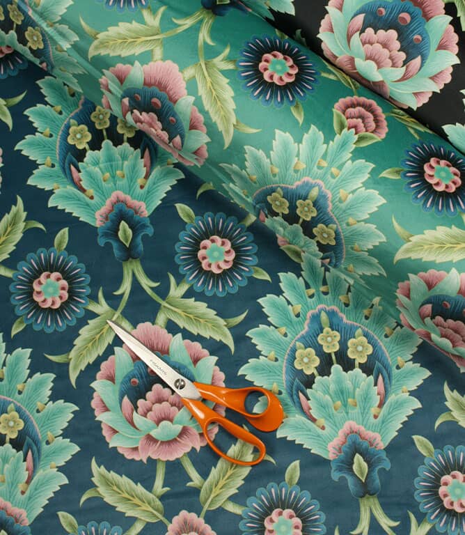 Folk Floral Velvet Fabric / Royal