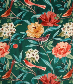 Bird Velvet Fabric / Jade