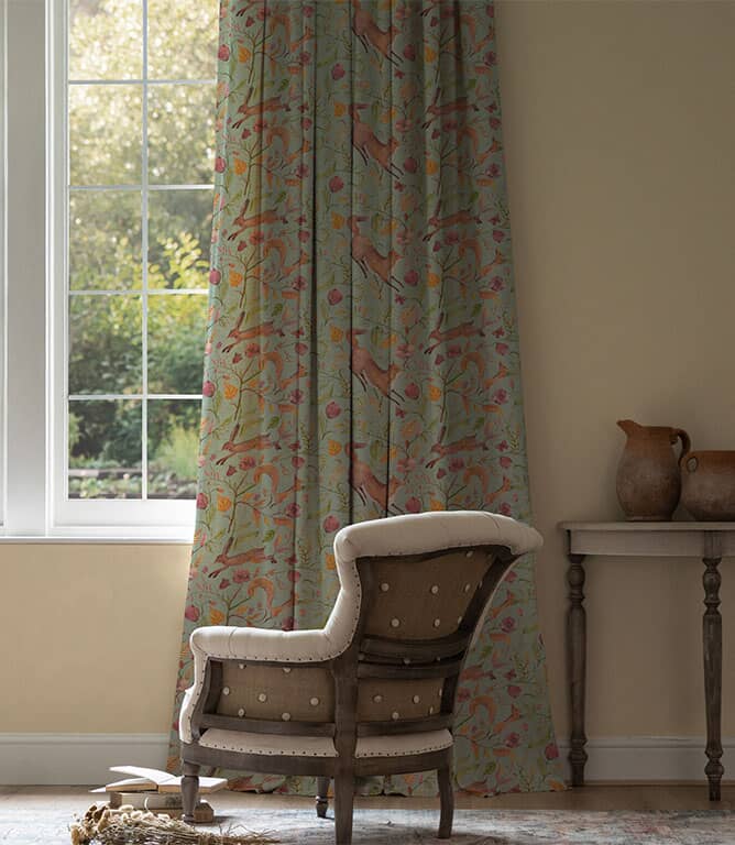 Voyage Maison Leaping Into The Fauna Fabric / Duck Egg