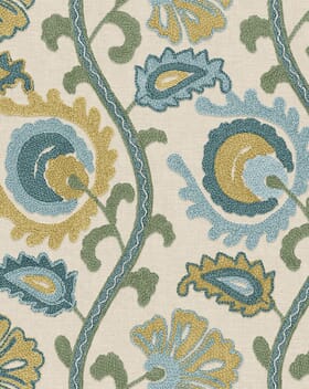 Suzani FR Fabric / Teal Suzani FR Fabric / Teal