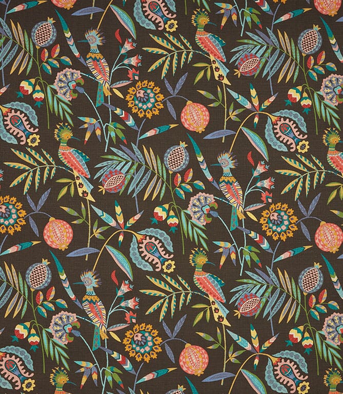 Charcoal Hoopoe Fabric