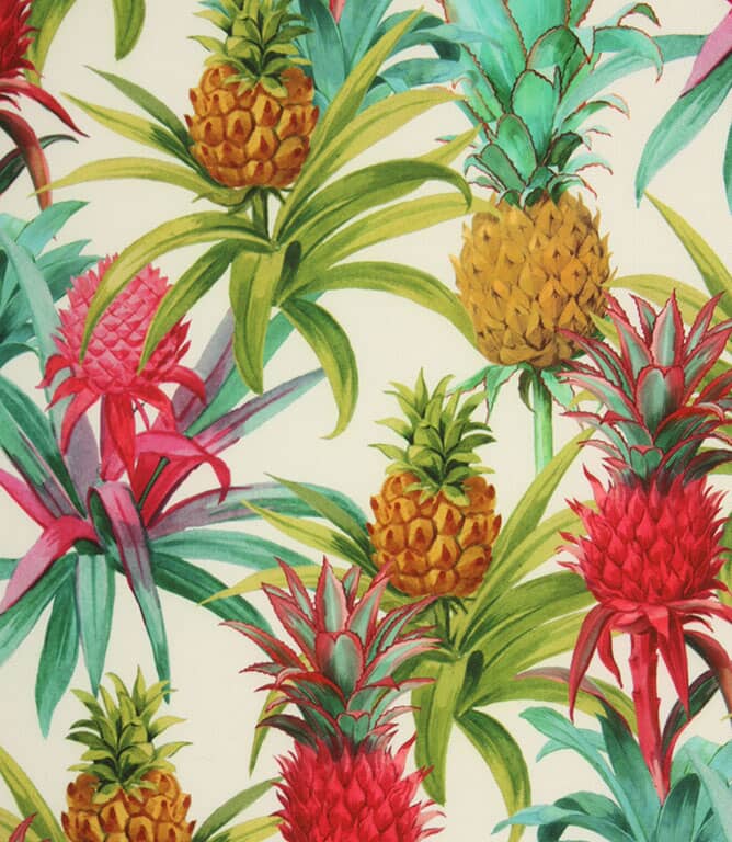 Pineapple Outdoor Fabric / Blanc