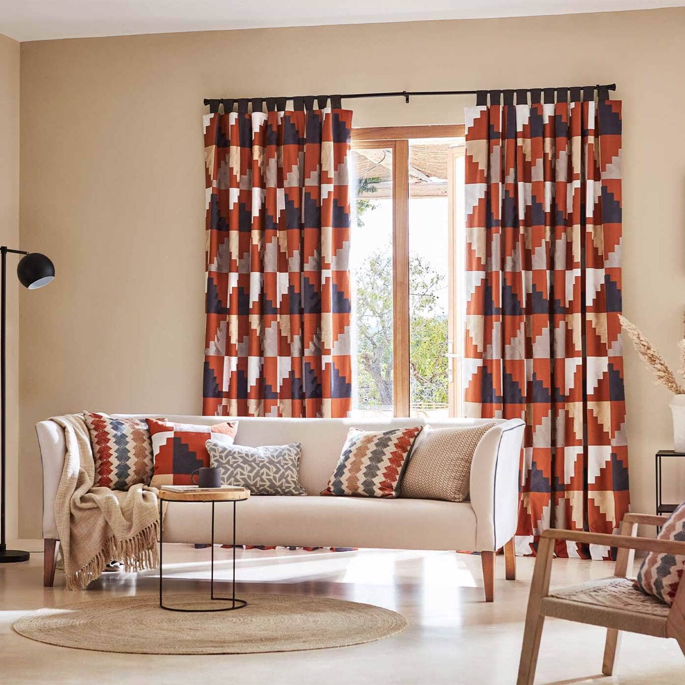 Harlequin Mehari Fabric / Harissa / Oyster / Charcoal 