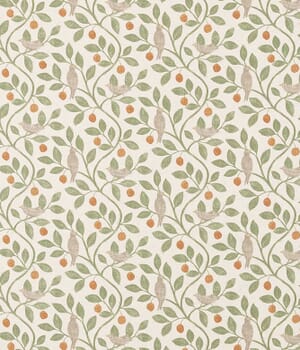Damson Tree Fabric / Brick / Fennel Damson Tree Fabric / Brick / Fennel