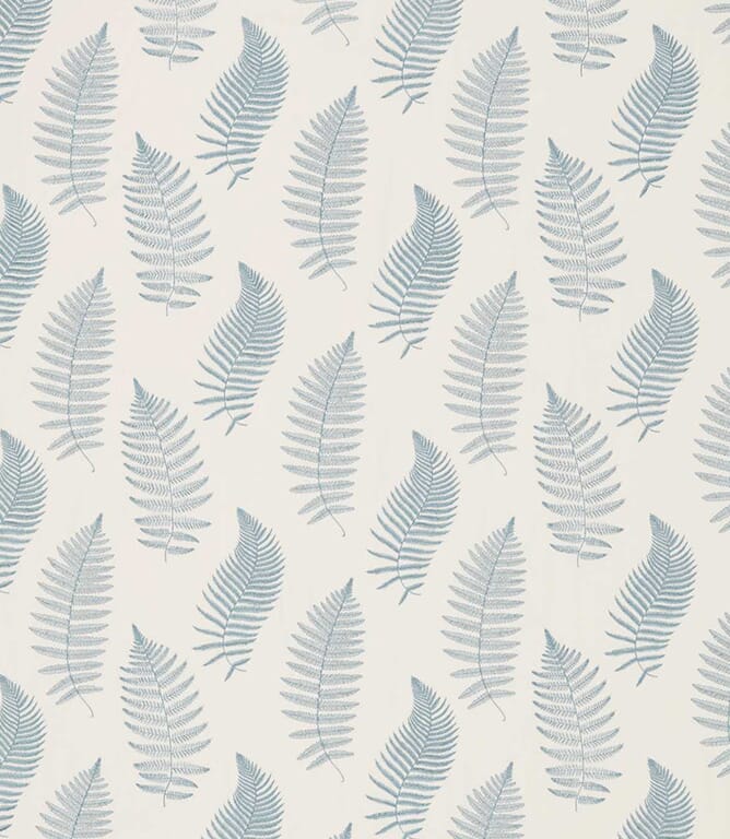 Powder Blue Fern Embroidery Fabric