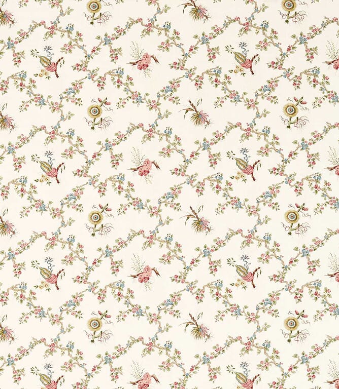 Raspberry / Stone Trelliage Fabric