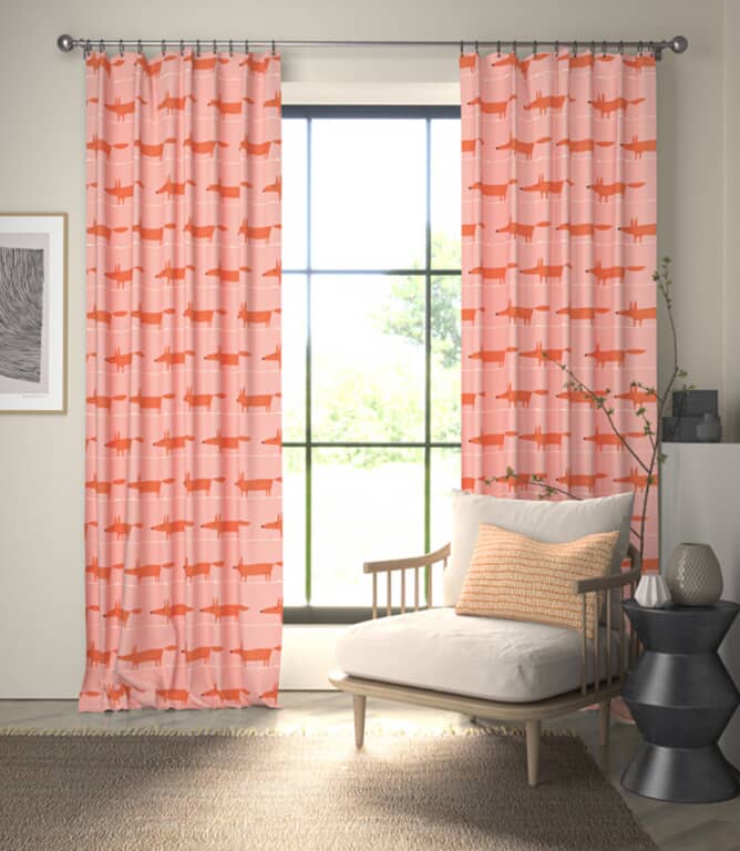 Scion Midi Fox Fabric / Milkshake / Rose