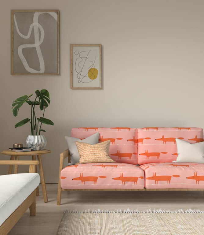 Scion Midi Fox Fabric / Milkshake / Rose