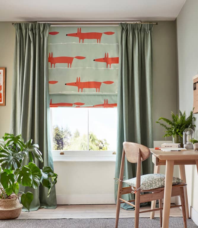 Scion Mr Fox Fabric / Sage / Poppy