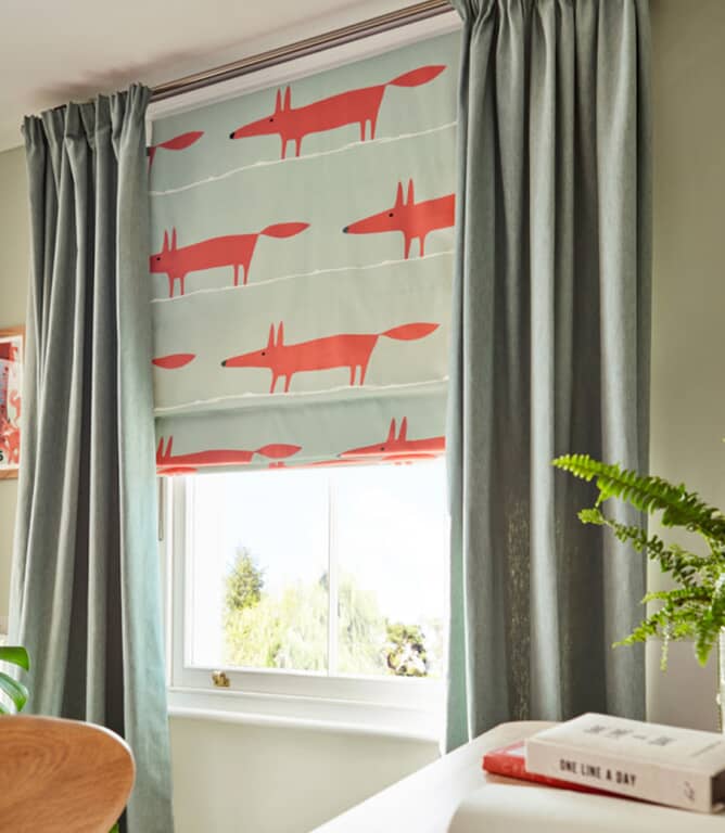 Scion Mr Fox Fabric / Sage / Poppy