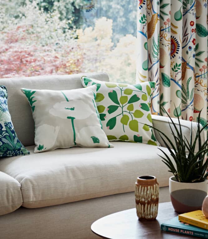 Scion Poppy Pop Fabric / Parchment / Gecko