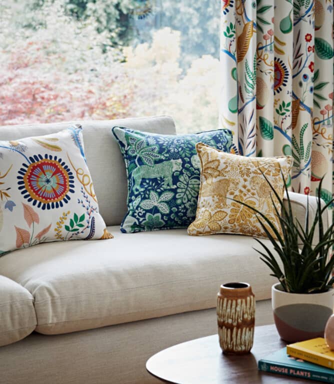 Scion Rumble In The Jungle Fabric / Midnight / Mint Leaf