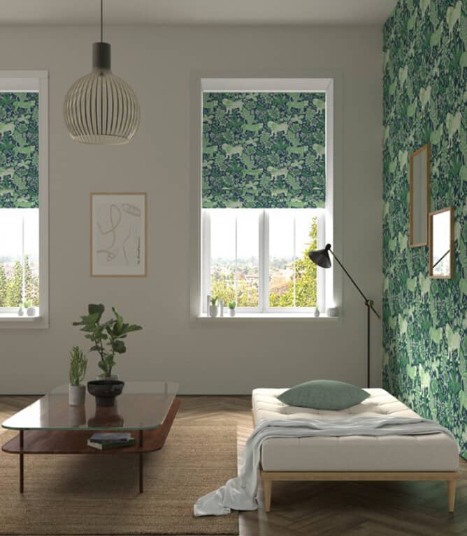 Scion Rumble In The Jungle Fabric / Midnight / Mint Leaf