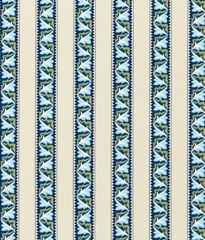 Red Car Stripe Fabric / Indigo / Linen Red Car Stripe Fabric / Indigo / Linen