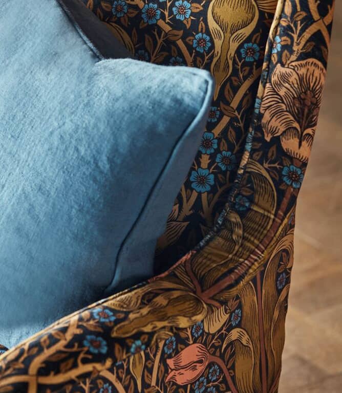 Morris & Co Spring Thicket Velvet Fabric / Midnight / Lilac