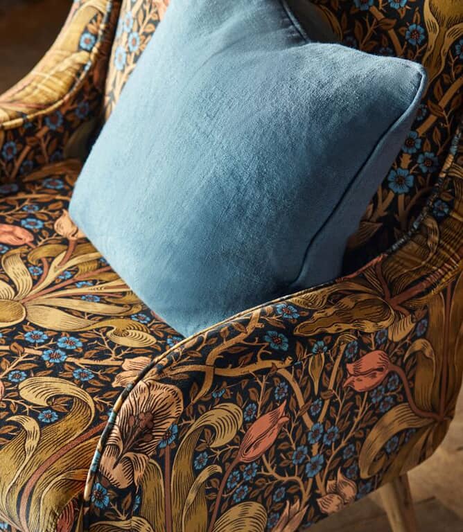 Morris & Co Spring Thicket Velvet Fabric / Midnight / Lilac