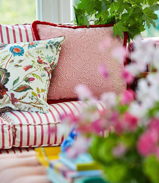 Harlequin Wiggle Fabric / Rose Quartz / Ruby