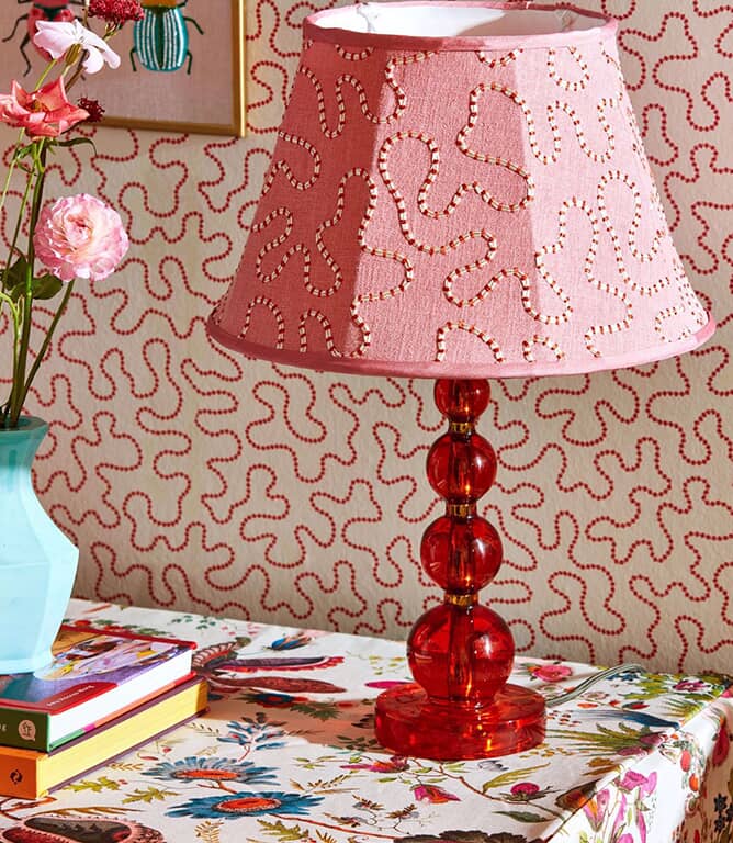 Harlequin Wiggle Fabric / Rose Quartz / Ruby