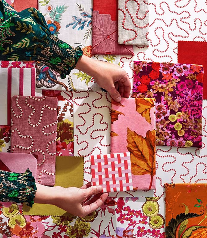 Harlequin Wiggle Fabric / Rose Quartz / Ruby